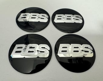 4Pcs (Set) BBS Stickers for Wheel center hub caps Black/Silver multiple diameters