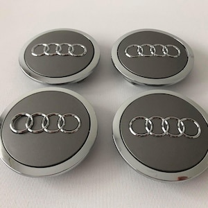 4 enjoliveurs de centre de roue pour Audi 69 mm - 2,72 pouces gris mat
