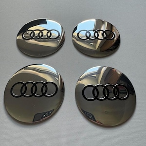 4Pcs (Set) Stickers for Wheel center hub caps Audi 56mm - 2.20 Inch Silver Glossy