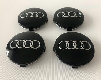 4Pcs (Set) Wheel center hub caps for Audi 60mm - 2.36 Inch Black Glossy