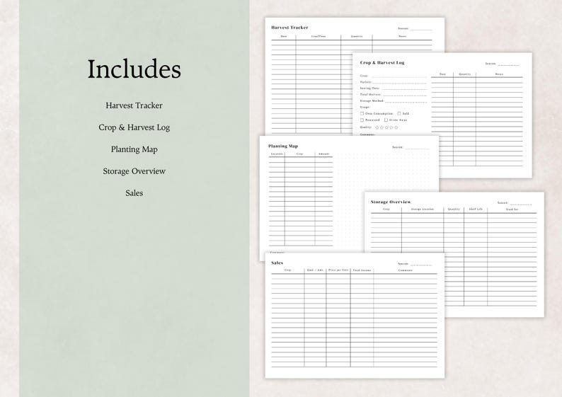 Yield Printable Harvest Tracker Printable, Minimalist Garden Log PDF, Crop & Yield ...