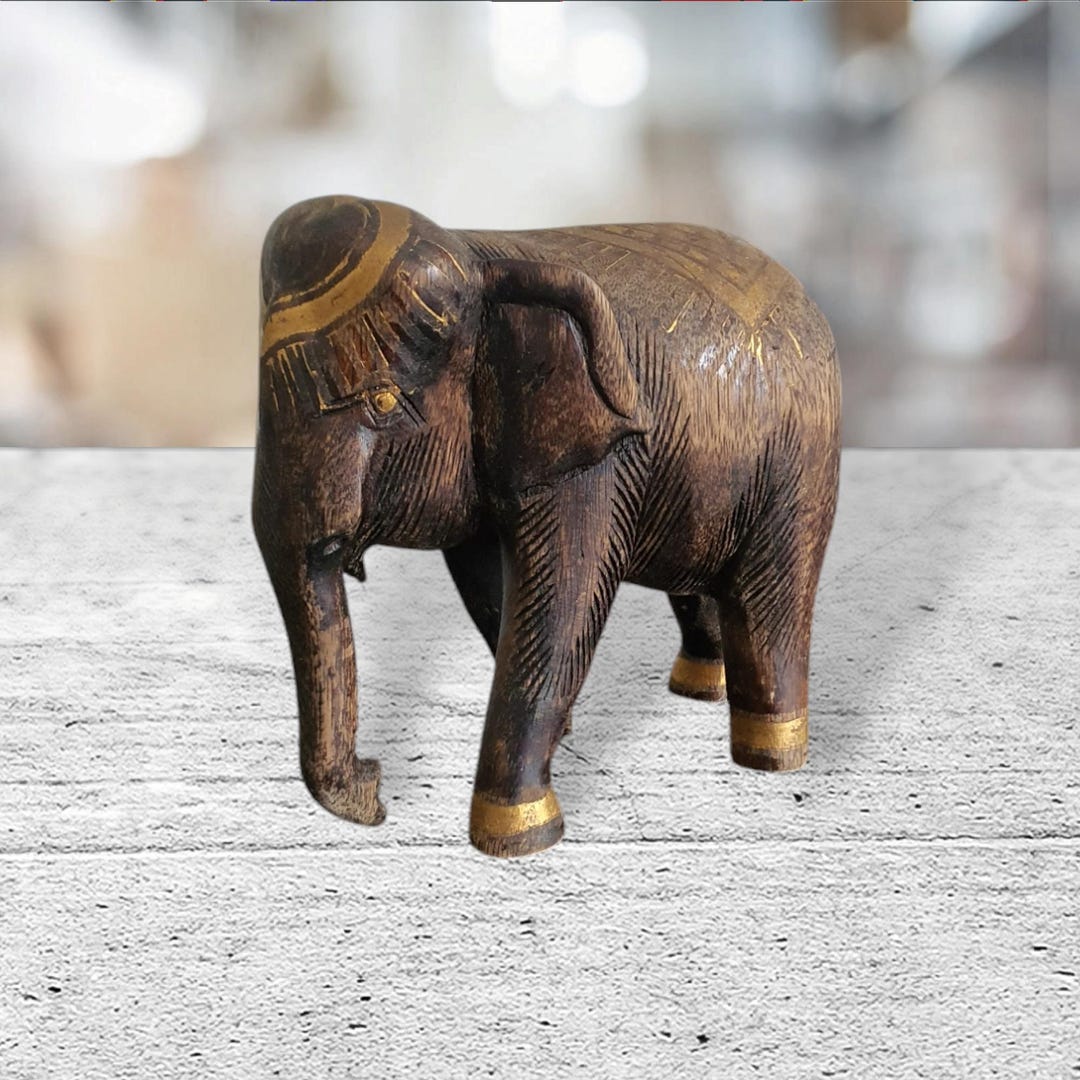 Hand Carved Wooden Elephant Statue – Natural Wooden Elephant Sculpture ...