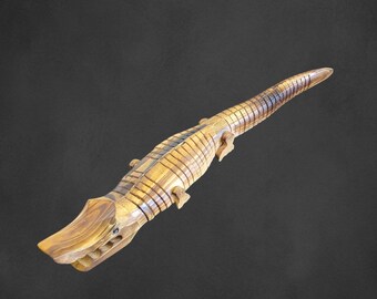 ワニの木製おもちゃ（ウォルドルフ教育風）、木製アリゲーターの