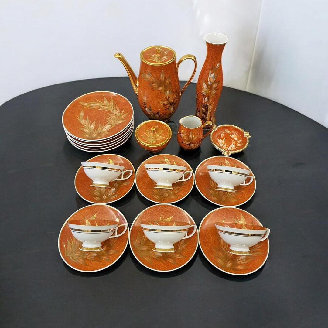 Antique Bavaria 24K Gold Porcelain Tea & Coffee Set 17 Piece ...