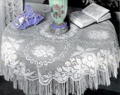 Vintage FRINGE Lace TABLECLOTH Crochet Pattern to make Victorian Round Tablecloth Instant Download.PDF Downton Abbey Era J479
