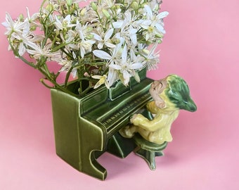 Crooning Pixie Playing Piano Planter Vase