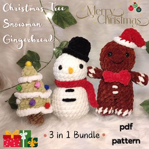 Snowman, Christmas Tree, Gingerbread Man Crochet Pattern: No Sew Amigurumi (PDF)