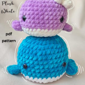 Plush Whale Crochet Patttern, Amigurumi Whale, Easy Crochet Pattern, Crochet Amigurumi, No Sew amigurumi, Simple Whale Crochet Pdf