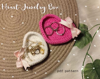 Heart Jewelry Box Crochet Pattern: Easy Ring Holder DIY (PDF Pattern)