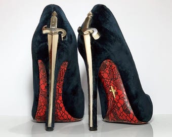 ꧁༺ チェーザレパチョッティ リアルヌバックレザー スティレットロングハイヒール Vintage Cesare Paciotti Lady Blade high heel shoes, heels, sandals