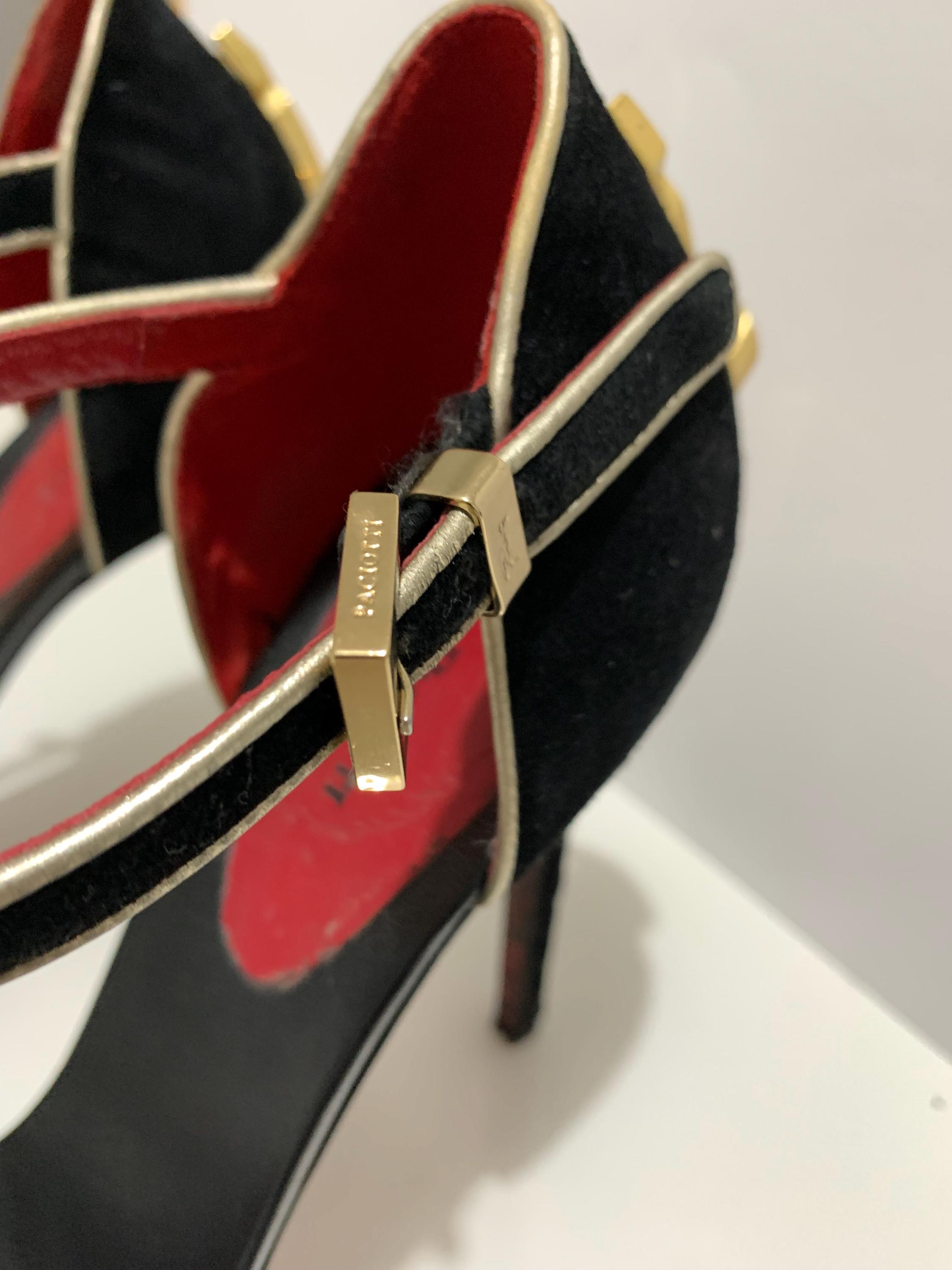 Vintage Cesare Paciotti Lady Blade High Heel Shoes, Heels, Boots Black and Red Real Leather Y2k