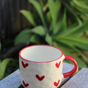 Cute Handmade Lover Mug - Handpainted Pottery - Heart Mug - Clay Mug - Ceramic Lover Mug - Pottery Gifts