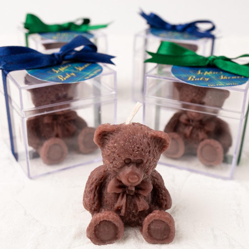 Elegant Personalized Mini Teddy Bear Candles Bulk Polo Baby Shower ...