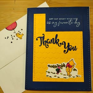 Tarjeta de agradecimiento de Winnie the Pooh de las marcas de sellos Lawn Fawn y Echo Park