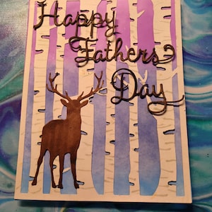 Happy Fathers day woods hertenbos berkenbomen Handgemaakte kaart