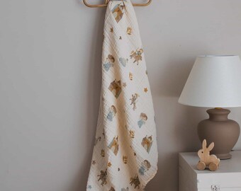 100% Organic Cotton GOTS Certified Double Layer Muslin Baby Blanket - 120x120 Multipurpose Swaddle and Nursing Cover High Quality