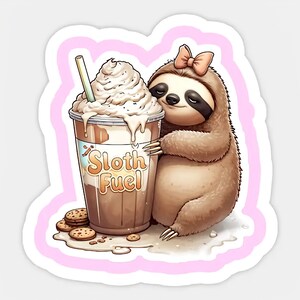 Adesivo Sloth Fuel - Bradipo carino con frullato - Adesivo per laptop