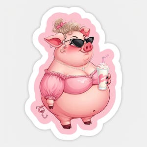 Adesivo Sassy Pig - Adesivo "Little" Miss Piggy - Adesivo per laptop con simpatico maialino grasso