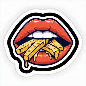 Dikkere stickers Logo - Sticker kaas Friet - Sticker Rode Lippen - Sticker Friet