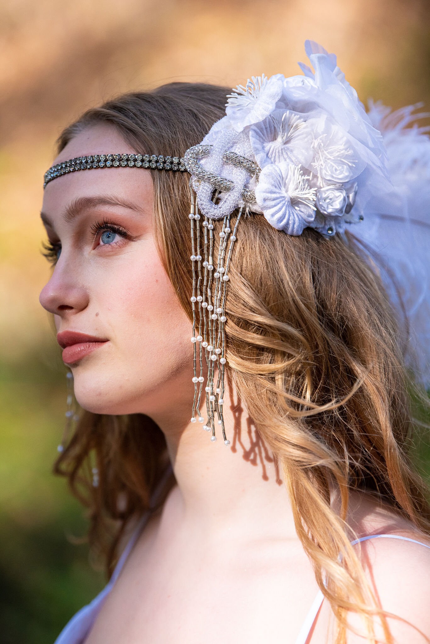 Headband, Headdress. White & Silver. Not Your Average Bride