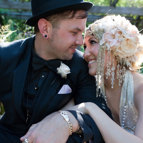 The ALANA Headdress- Custom Made luxe Headband Headdress with Vintage Elements. Fit for a queen.