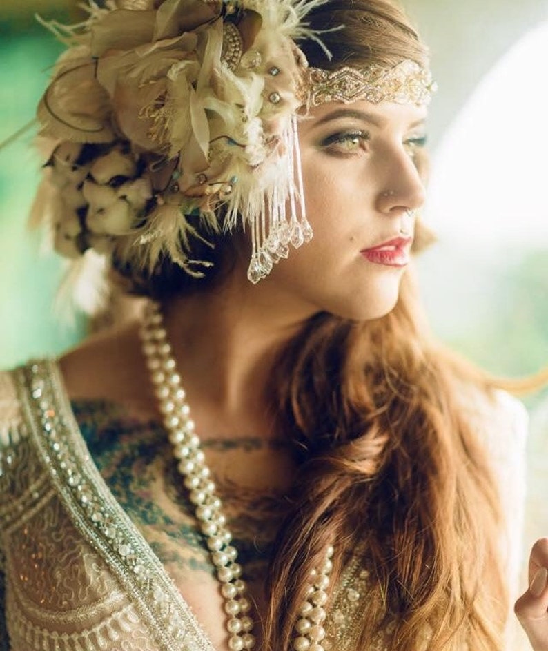 The ALANA Headdress Custom Made luxe Headband Headdress with Vintage Elements. Fit for a queen. image 1