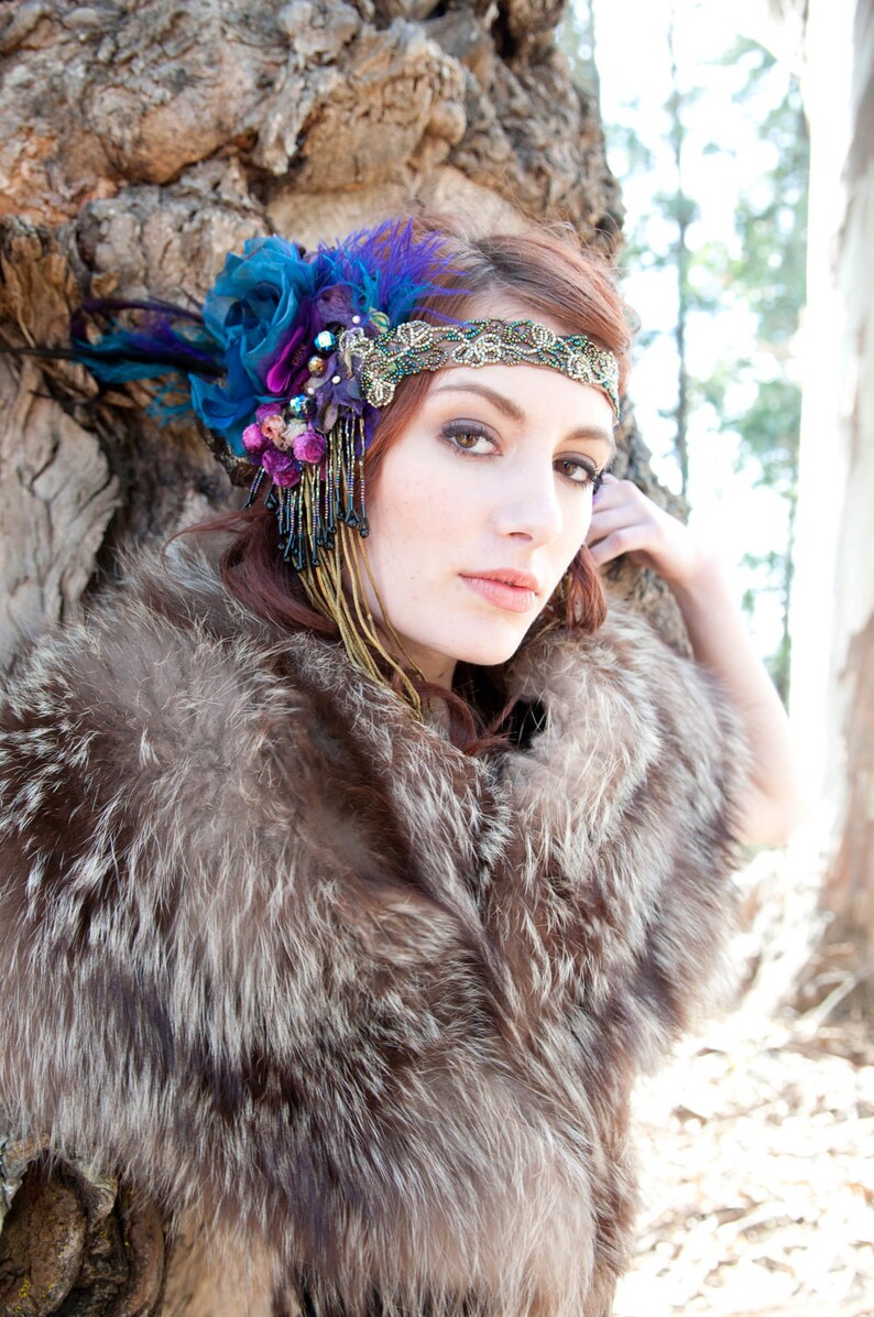 Made to Order The Joanna Headdress by The House of Kat Swank Vintage Materials, your colors image 3