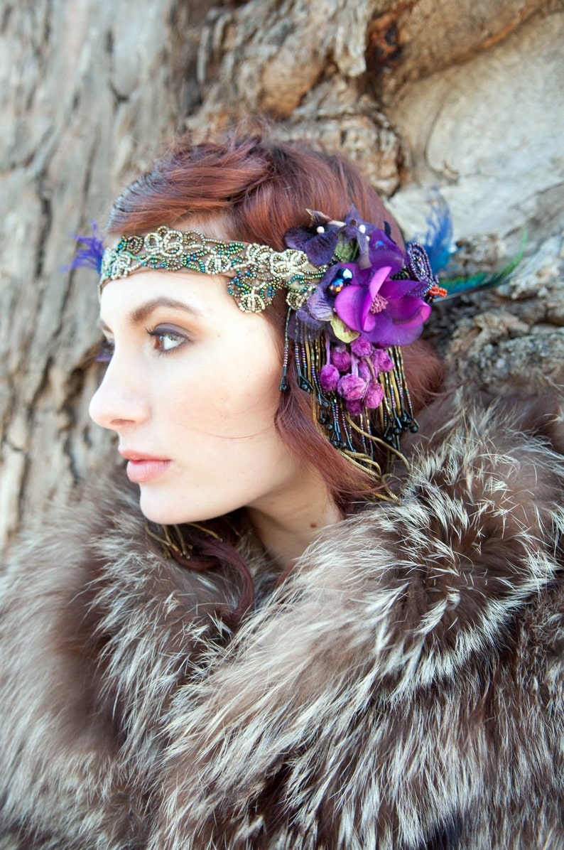 Made to Order The Joanna Headdress by The House of Kat Swank Vintage Materials, your colors image 4