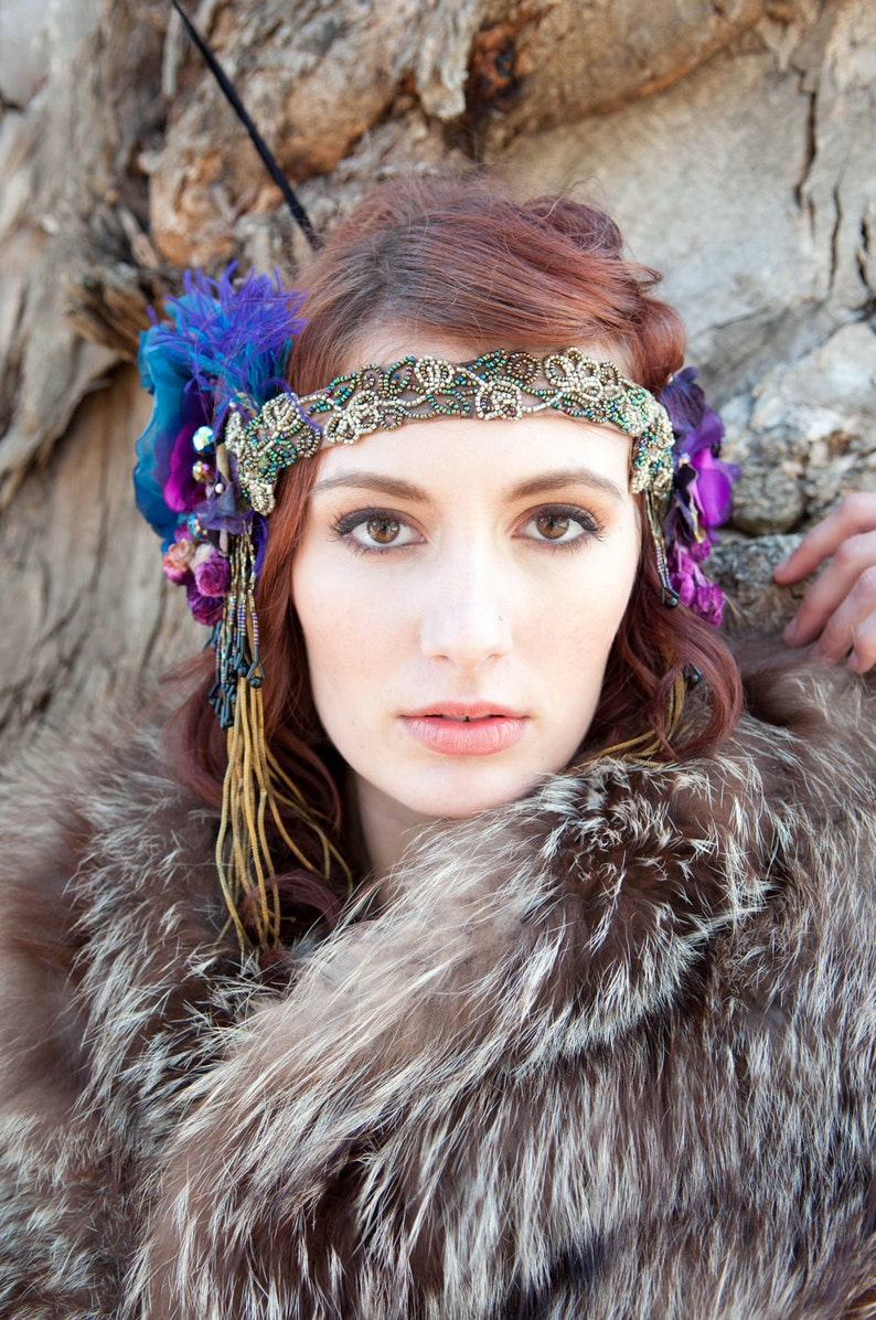 Made to Order The Joanna Headdress by The House of Kat Swank Vintage Materials, your colors image 5