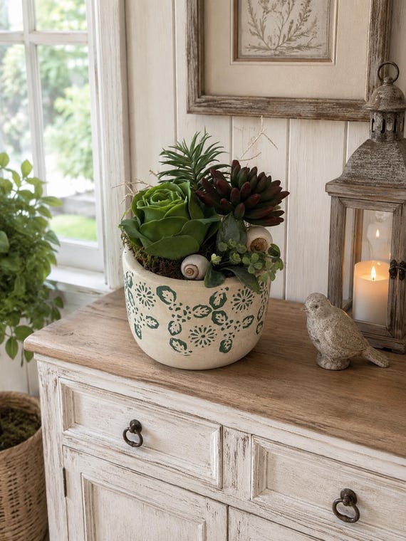 Sukkulenten Gesteck Blumengesteck Künstlich Topf Wohnzimmer Küche Bad Schlafzimmer Pflanzen Grünpflanzen