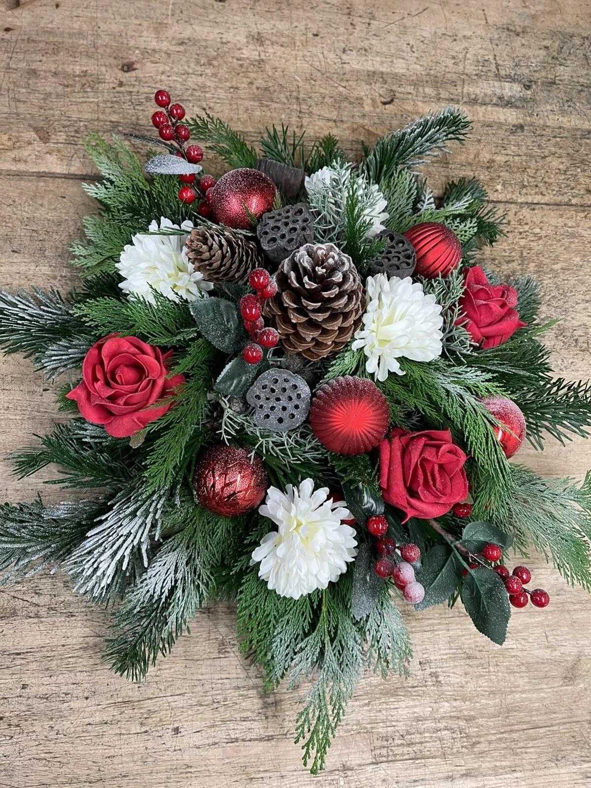 60x60cm Grabgesteck Frisch Weihnachten Grab Totensonntag Allerheiligen Grabschmuck Gesteck Herbst Urnengrab