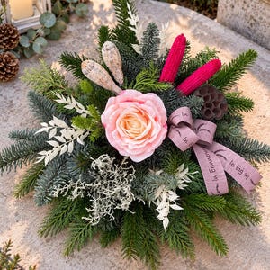 50x50cm Grabgesteck Frisch Totensonntag Allerheiligen Grabschmuck Gesteck Herbst Urnengrab