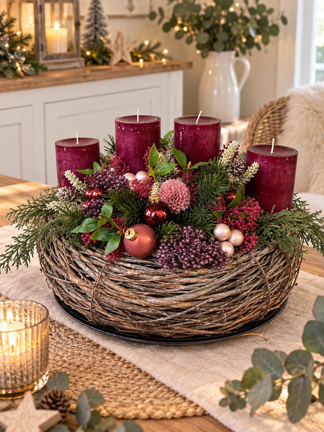 Adventskranz holz rund