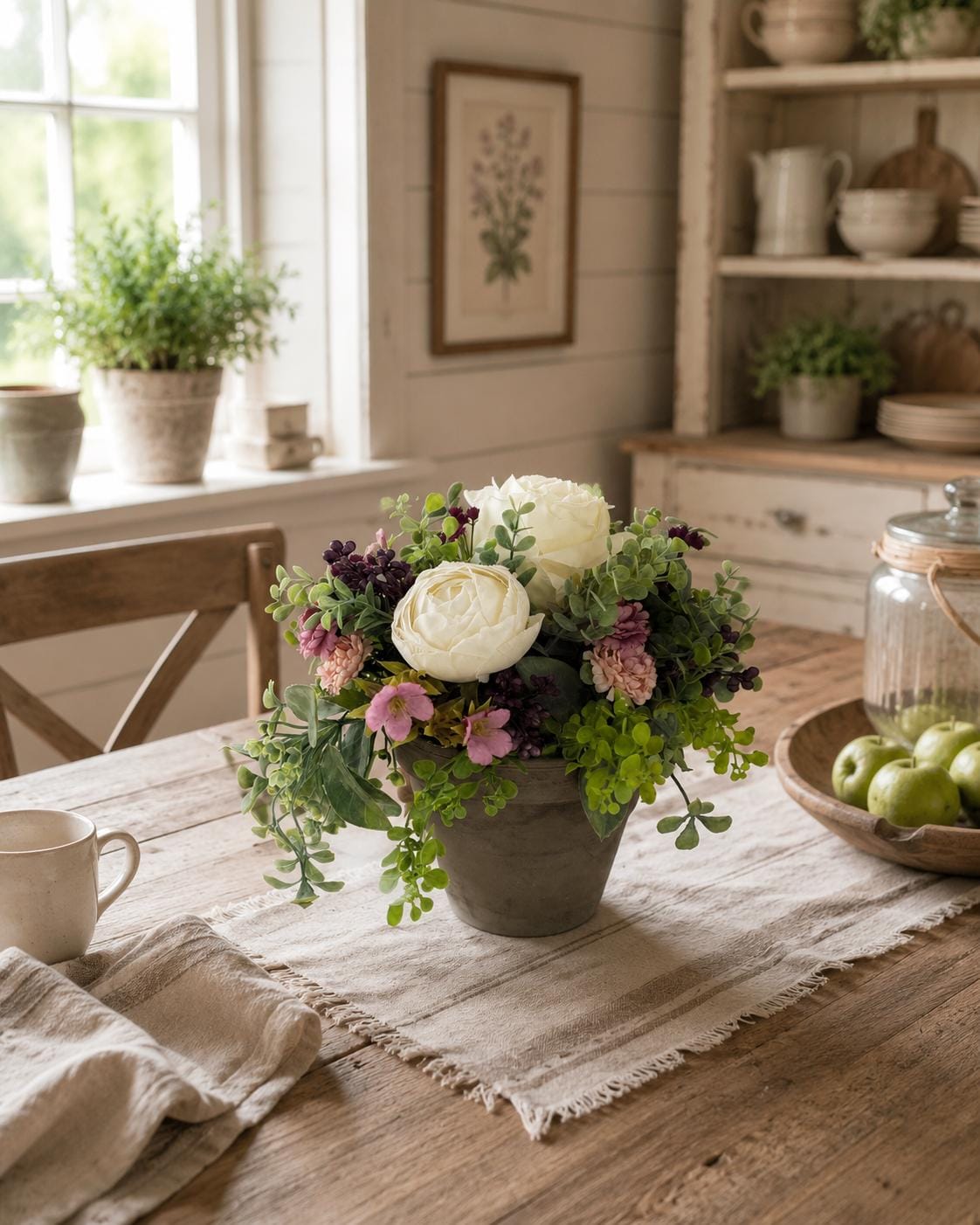 Gesteck mit künstlichen blumen