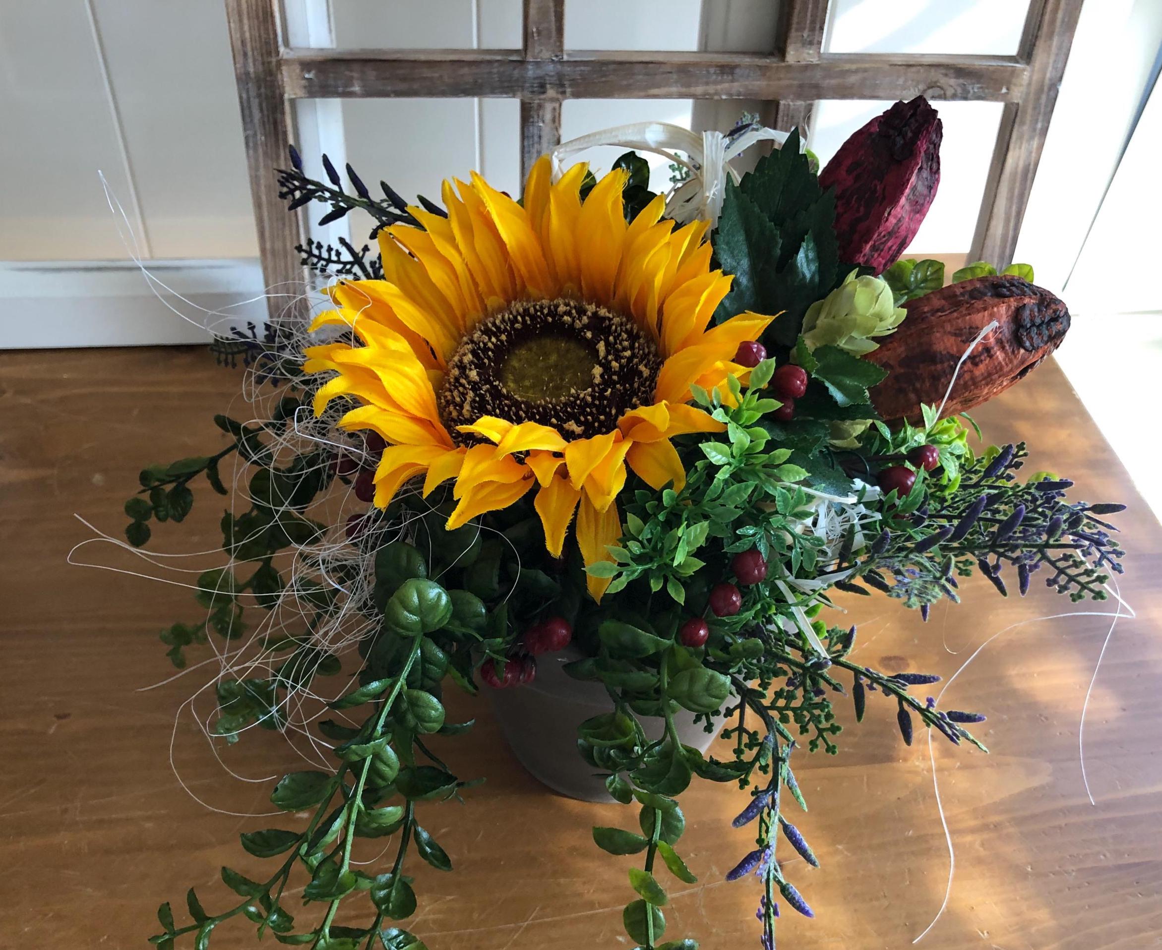 Künstliche Sonnenblumen Set - 4 Stück, 45cm Höhe, Seidenstoff Für Deko