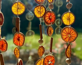 Dehydrated Orange and Grapefruit Garland: Citrus, Cinnamon & Wood Accent Decor