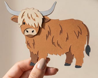 Highland Cow Clipart Svg Cricut Highland Cow Svg 3d Craft Cricut Highland Cow Highland Cow Handmade DIY Craf Layered Svg Cricut File Svg