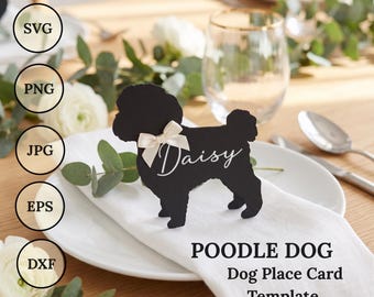 Dog Place Card Template SVG, Poodle Svg, Table Party Decor, Cricut svg, Files for cricut, Wedding Decor, laser cut svg dxf Toy Poodle Svg