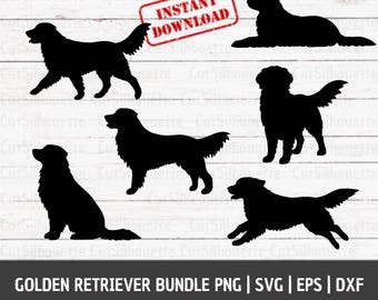 Golden Retriever Bundle, Dog Silhouette, Golden Retriever SVG, Dog SVG, Golden Retriever Cutting File Dog Clipart Laser Cut Files For Cricut