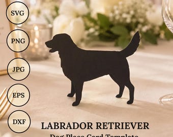 Dog Place Card Template SVG Labrador Svg Table Party Decor, Cricut svg Files for cricut, Wedding Decor, laser cut svg dxf Labrador Retriever