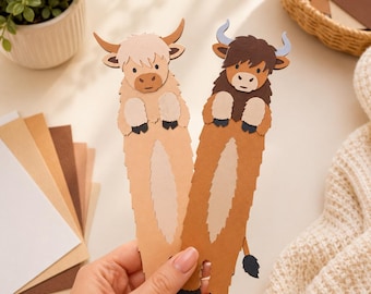 Highland Cow Bookmark Svg Cricut 3d Craft Cricut SVG Template Handmade DIY Craf Layered DIY craft bookmark, paper bookmark for book lover