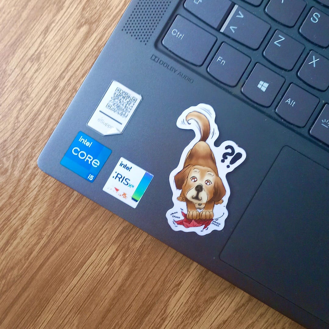 Small Adhesive Die Cut Vinyl Sticker of Cute Puppy Dog Enjoying the ...