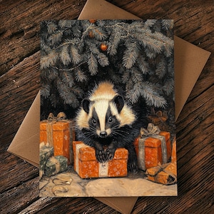 Funny Skunk Christmas Card or Post Card: Vintage Arizona Holiday