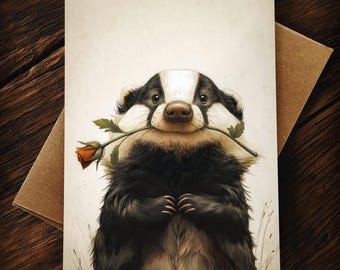 Romantic Badger Card – Funny Valentine Wedding or Anniversary Card
