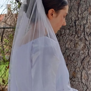 Affordable Custom Length Tulle Flowing Fairytale Bridal Wedding Veil, Simple But Beautiful