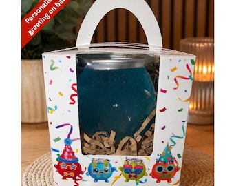 Personalised Cocktail ball Can Gift Box, Custom Birthday Hamper, Party Present (Light Up Option)