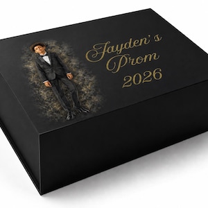 Personalised Prom Gift Box Set – Champagne Flute,  Cufflinks (Gift boxed)  – Custom Photo Wording