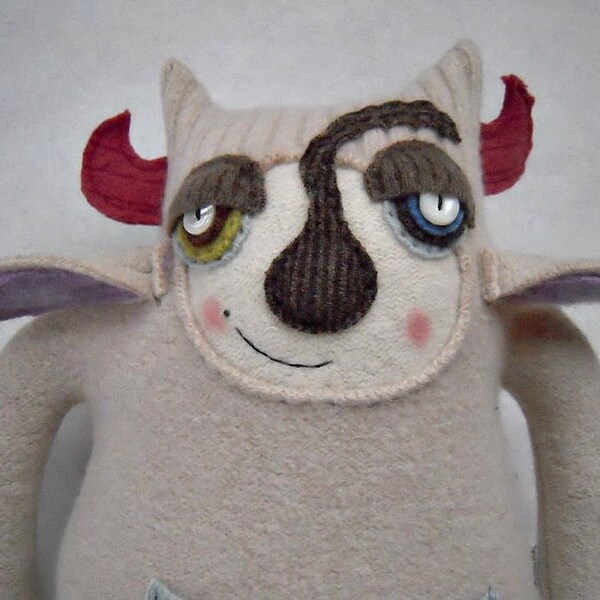 Monster Stuffed Animal Beige Wool Sweater Upcycled Recycled Repurposed Ralph Lauren