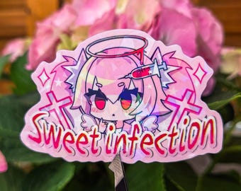Adesivos Holo de vinil com infecção doce - Tenshi kawai, menhera Yami kawaii jirai kei Gurokawa Seringa de anjo fofa doente