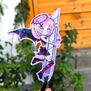 Devil & Angel Box Cutter - Tenshi kawai , menhera Yami kawaii jirai kei Gurokawa matching Vinyl Holo stickers Harajuku 2 inch image 4